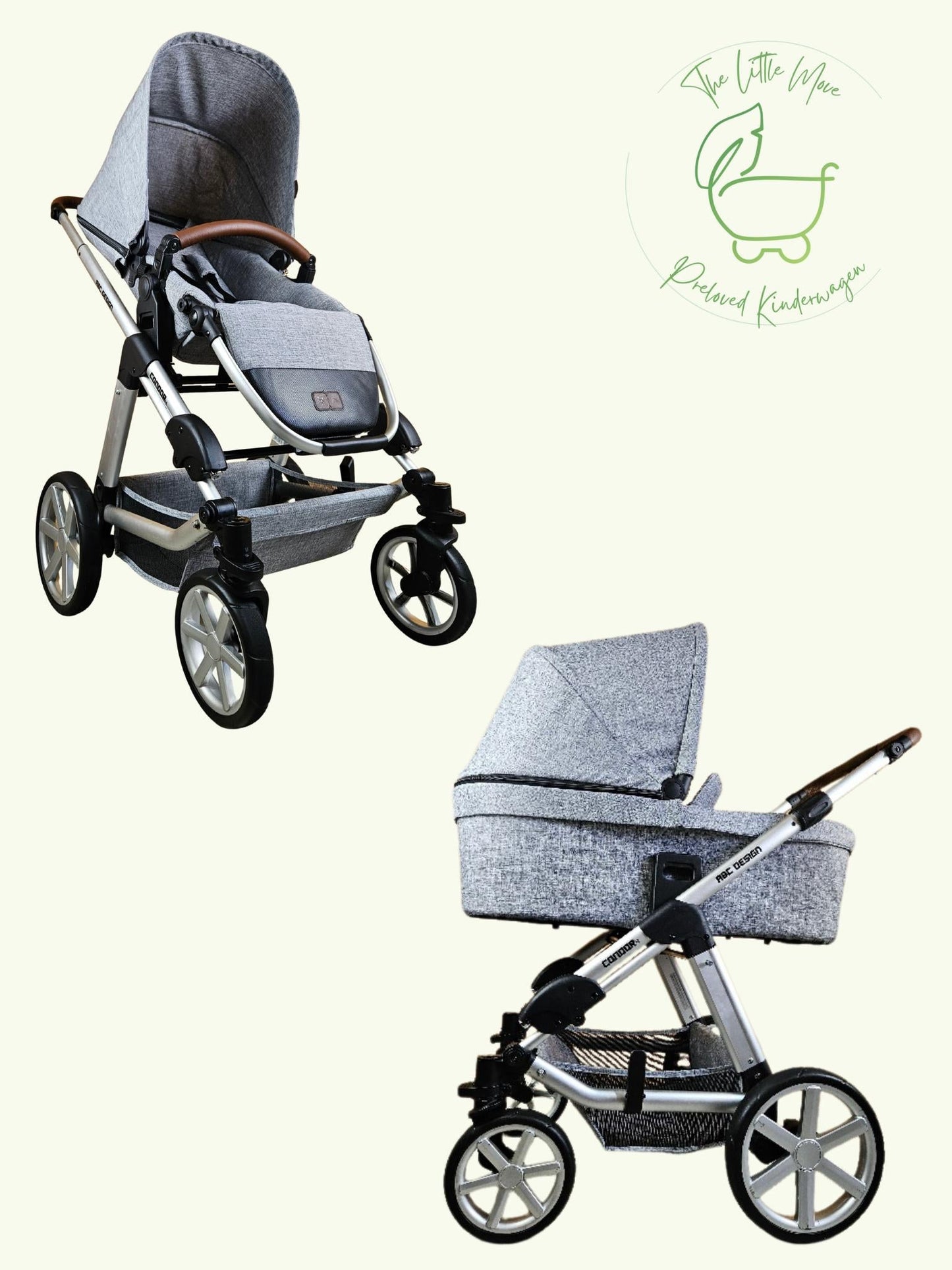 ABC Design - Condor 4 Kombikinderwagen (Sportsitz und Babywanne) inkl. Fußsack, Regenschirm u.v.m. - Grau in gutem Zustand