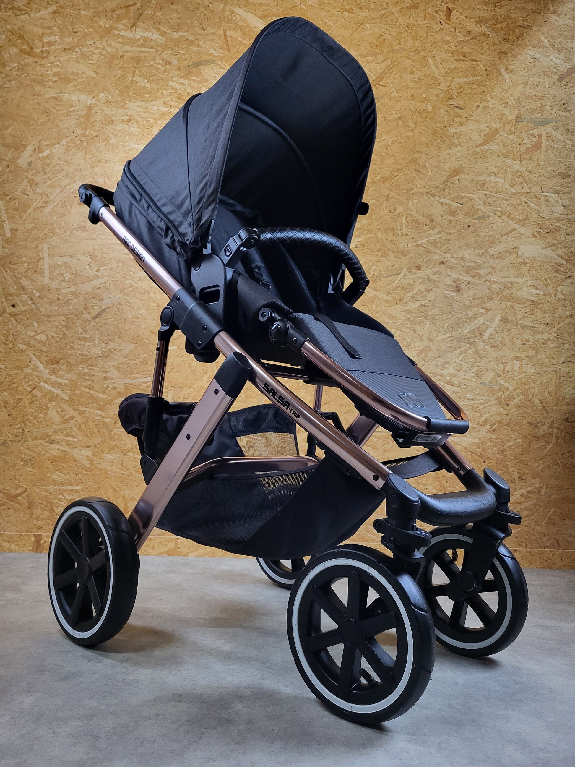 Abc Design - Salsa 4 Air Diamond Edition Kombikinderwagen - Rosé Schwarz - sehr Gutem Zustand / Gut Kinderwagen 8