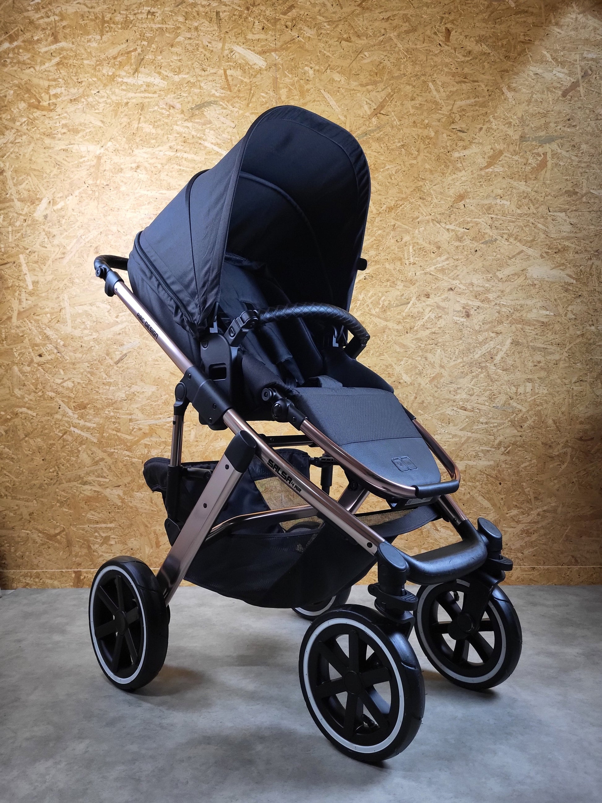 Abc Design - Salsa 4 Air Diamond Edition Kombikinderwagen - Rosé Schwarz - sehr Gutem Zustand / Gut Kinderwagen 3