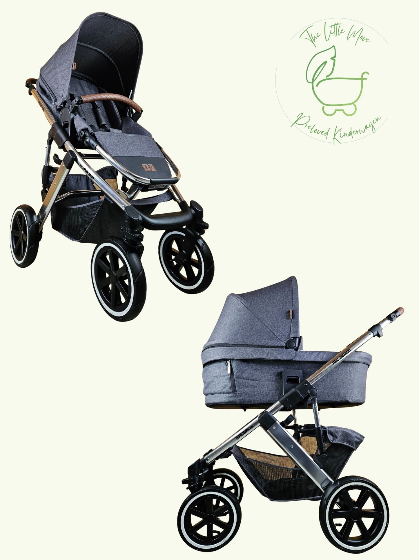 ABC Design - Salsa 4 Air Kombikinderwagen (Sportsitz und Babywanne) - Asphalt in sehr gutem Zustand