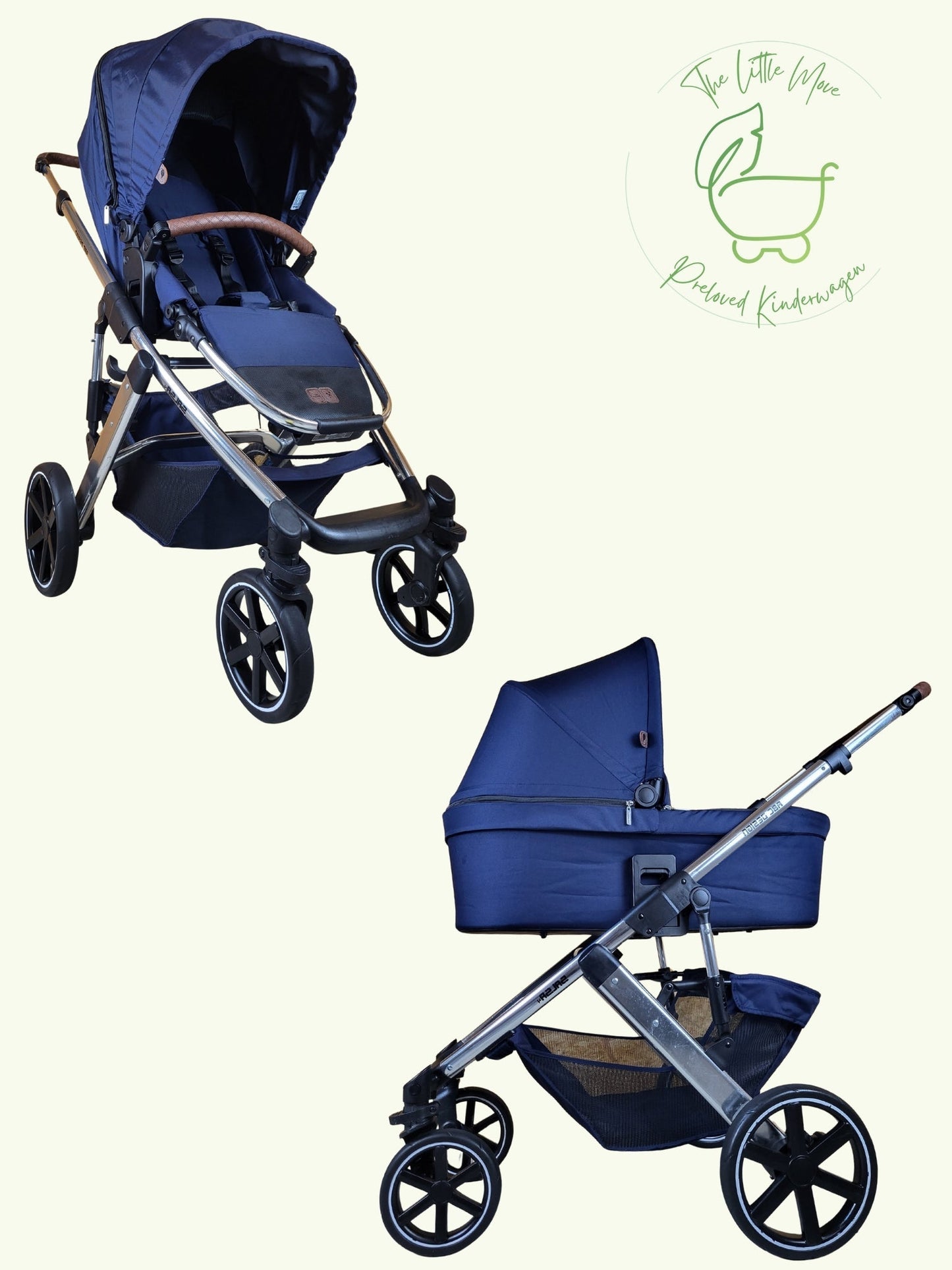 ABC-Design - Salsa 4 Kombikinderwagen (Sportsitz und Babywanne mit Fußsack und Wickeltasche) - Blau in gutem Zustand