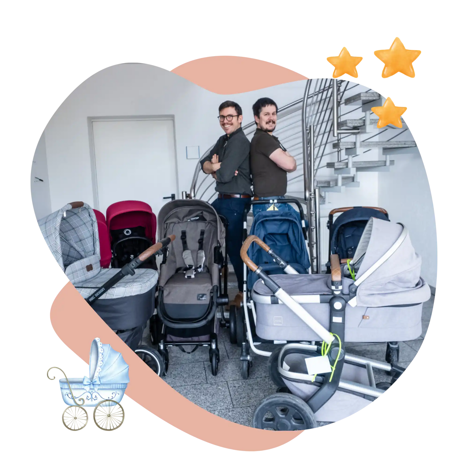 Eine Auswahl moderner Kinderwagen mit verschiedenen Merkmalen und Designs.