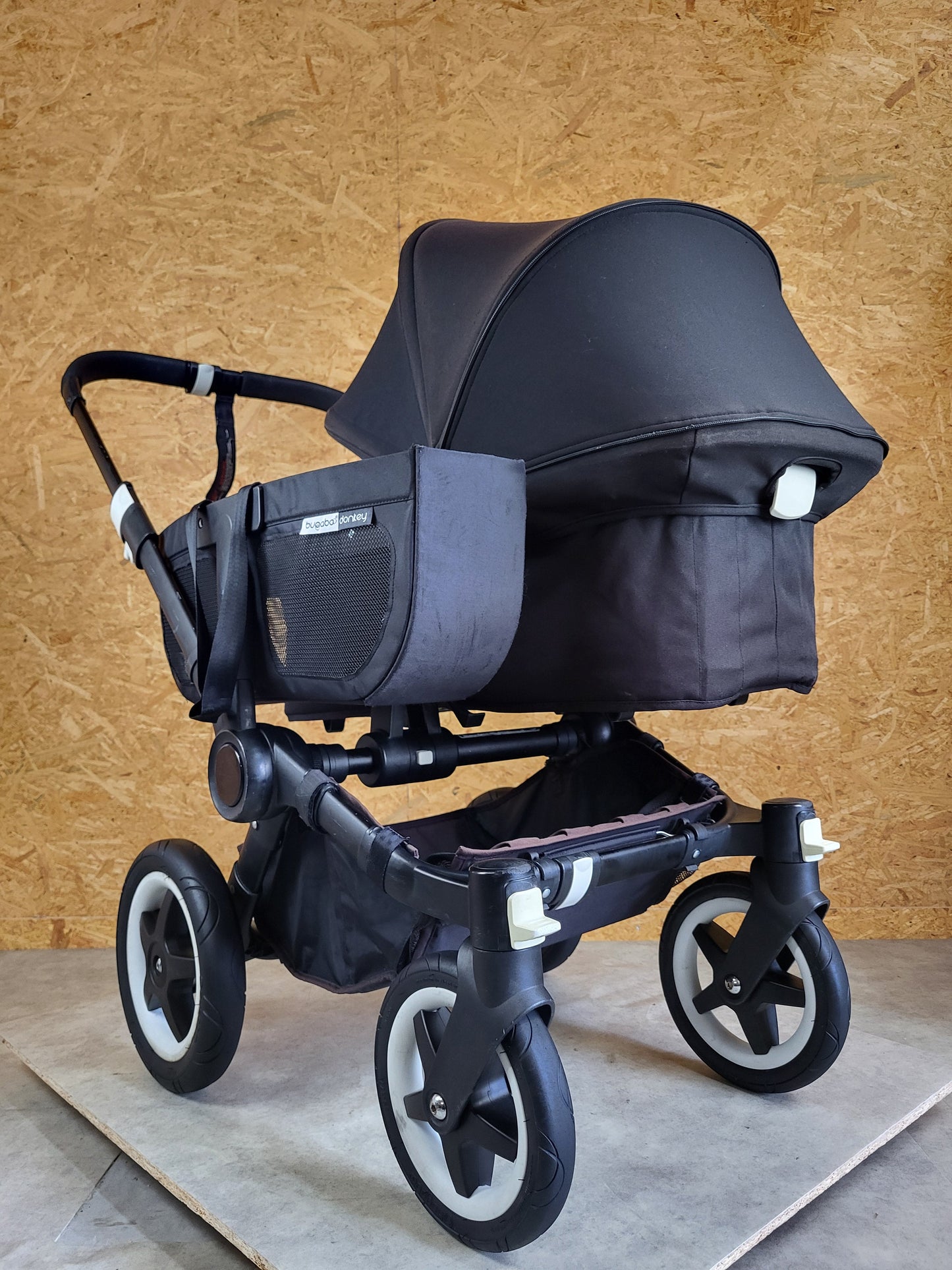 Bugaboo - Donkey 2 Duo Kinderwagen (1 Liegewanne / 2 Sportsitze) inkl. seitliche Gepäcktasche - Schwarz - in gutem Zustand