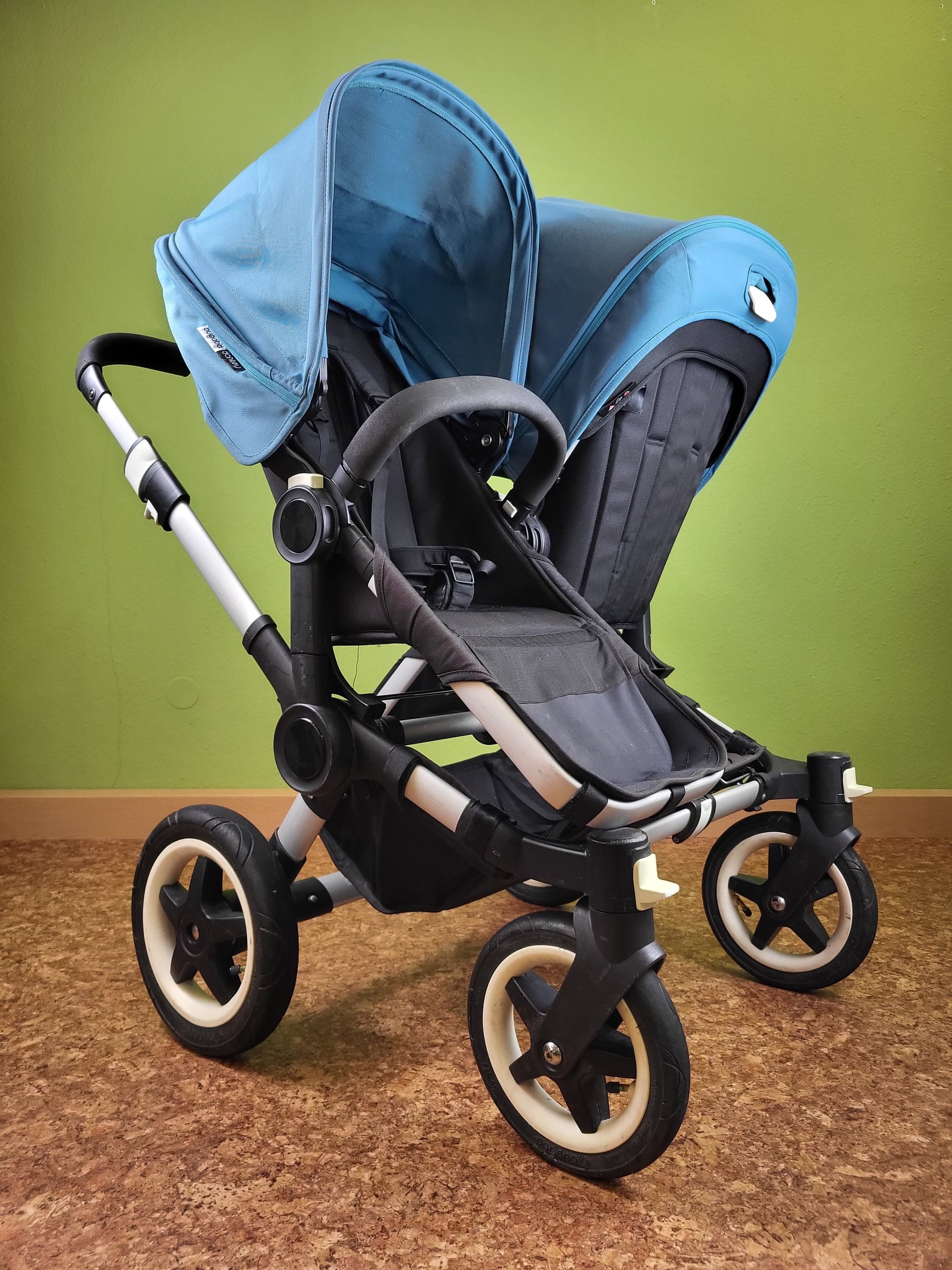 Bugaboo - Donkey (2 Sportsitze / 1 Liegewanne) Inkl. Seitliche Gepäcktasche Blau / Sehr Gut 2