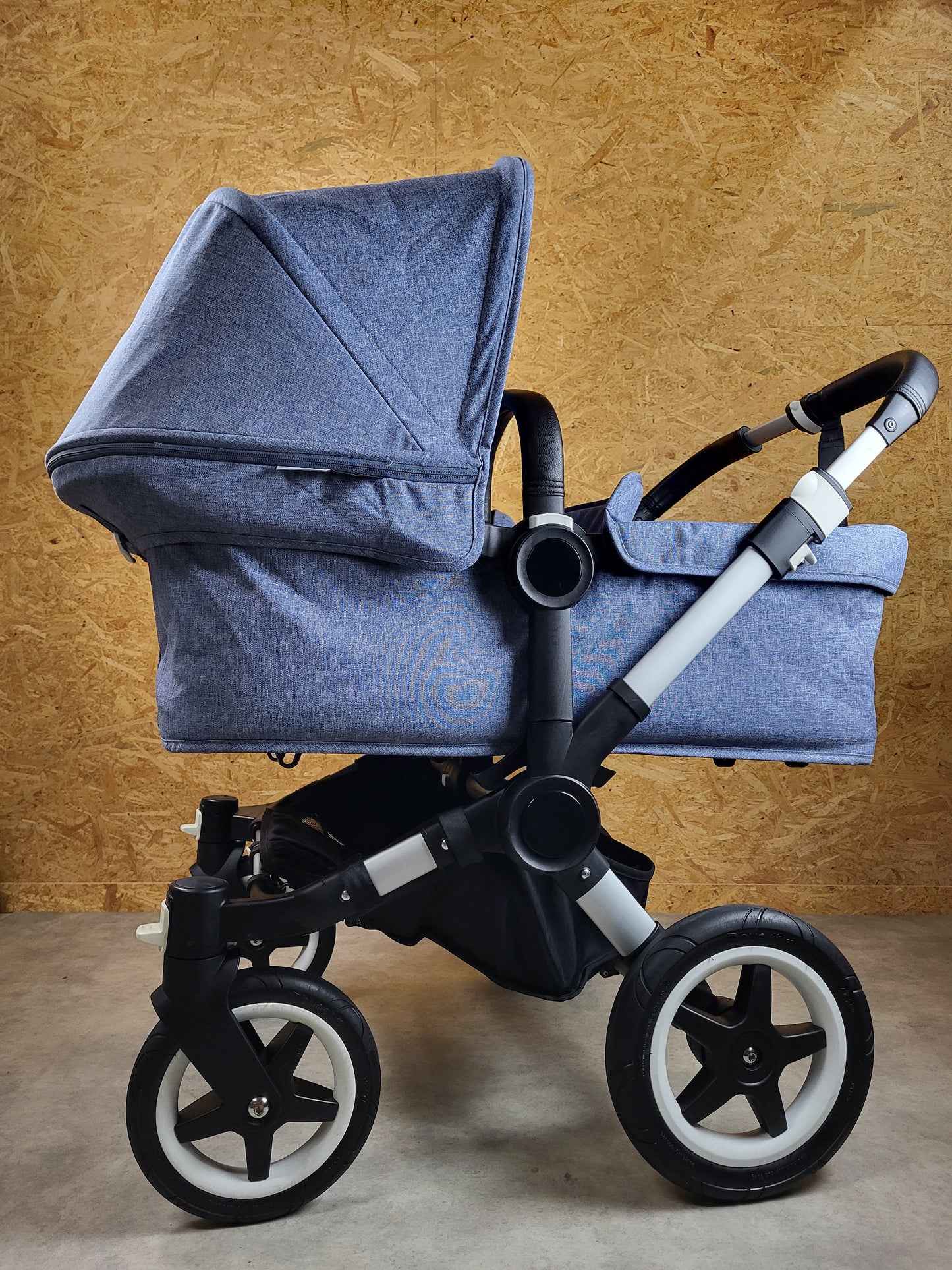 Bugaboo - Donkey Zwillingskinderwagen Geschwisterwagen (2 Sitze / 2 Babywanne) Inkl. Seitliche Gepäcktasche - Blau