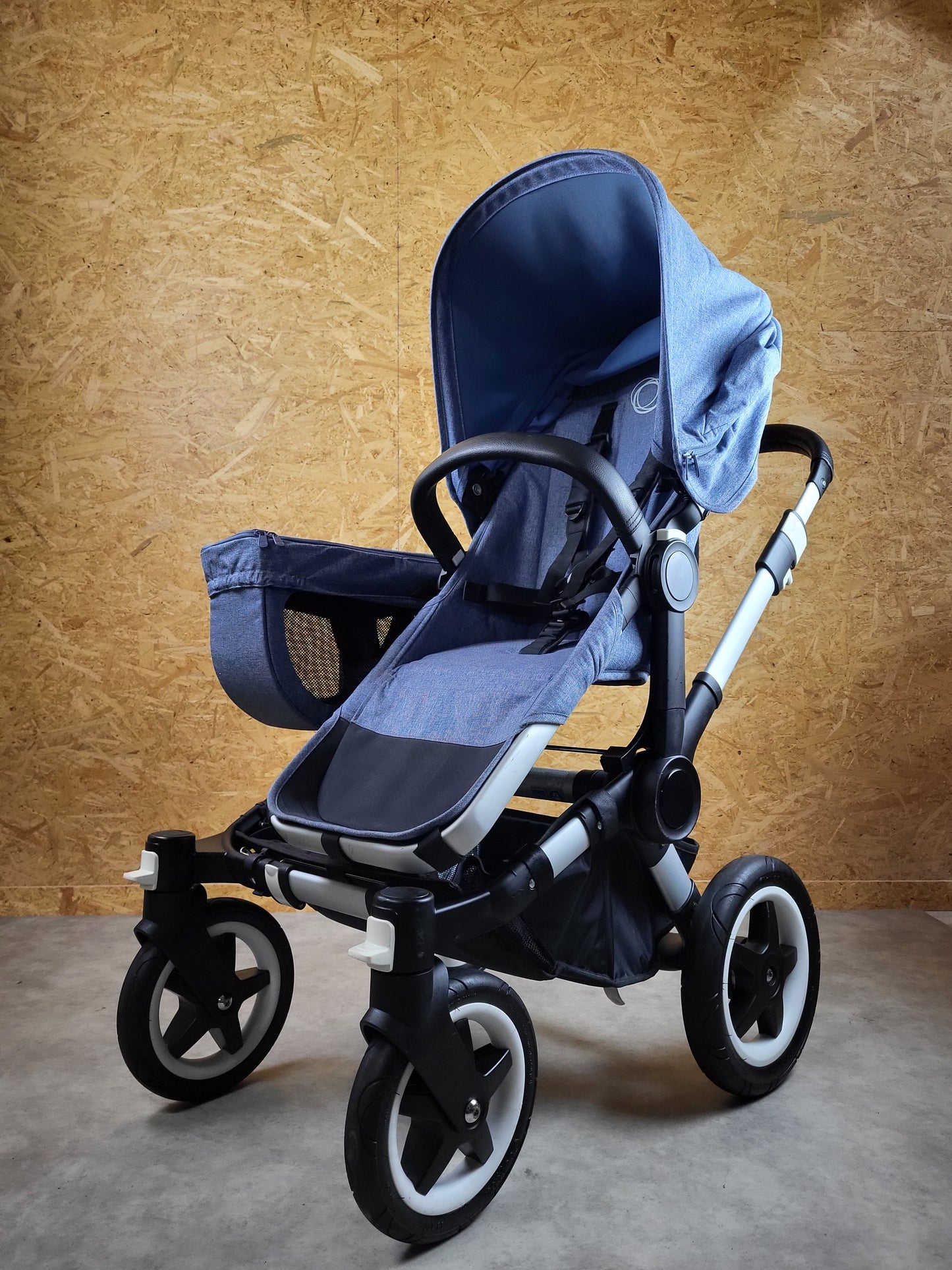 Bugaboo - Donkey Zwillingskinderwagen Geschwisterwagen (2 Sitze / 2 Babywanne) Inkl. Seitliche Gepäcktasche - Blau