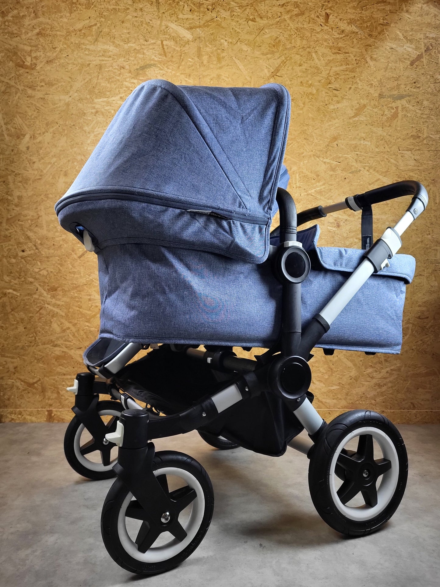 Bugaboo - Donkey Zwillingskinderwagen Geschwisterwagen (2 Sitze / 2 Babywanne) Inkl. Seitliche Gepäcktasche - Blau