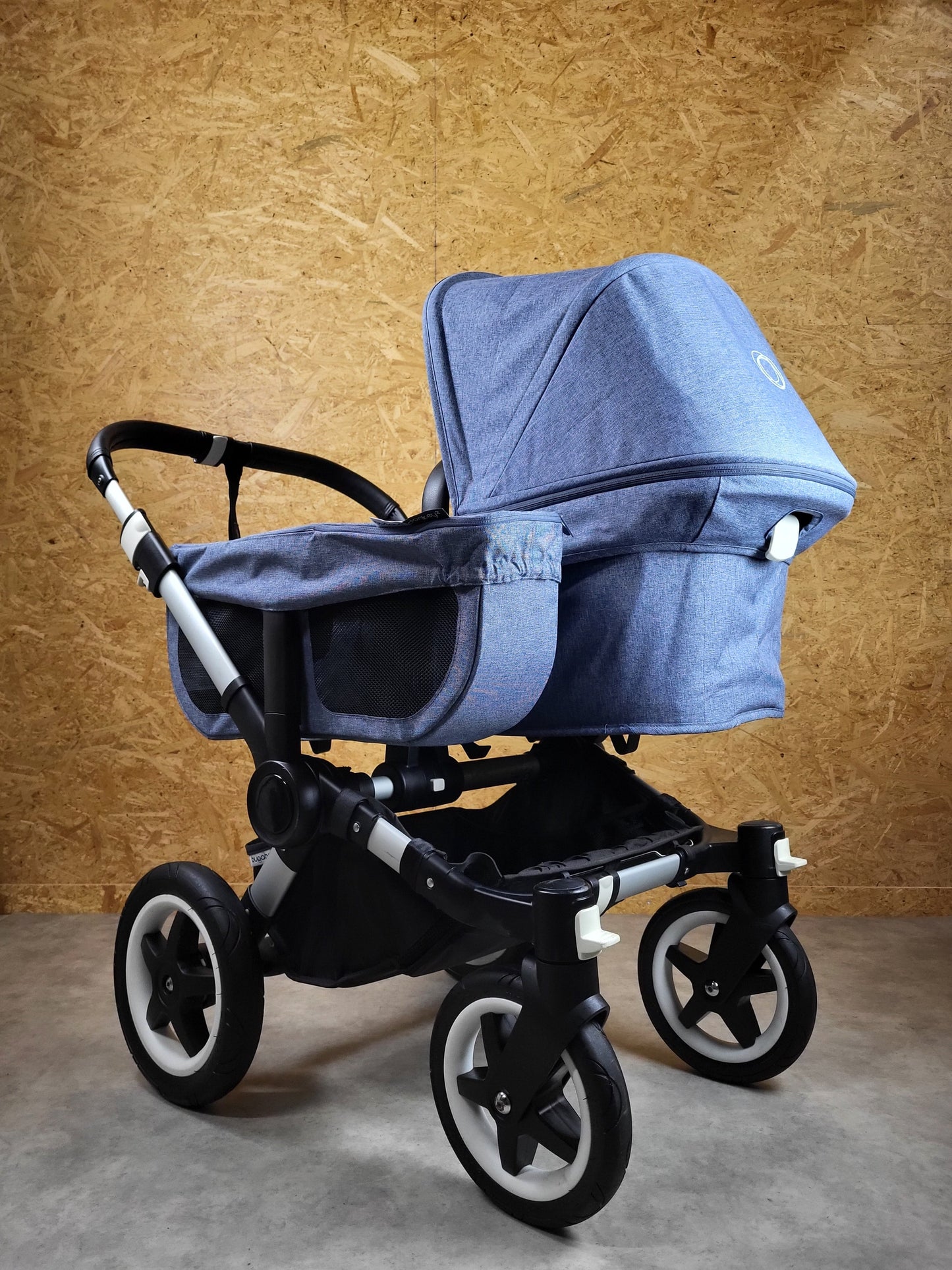 Bugaboo - Donkey Zwillingskinderwagen Geschwisterwagen (2 Sitze / 2 Babywanne) Inkl. Seitliche Gepäcktasche - Blau