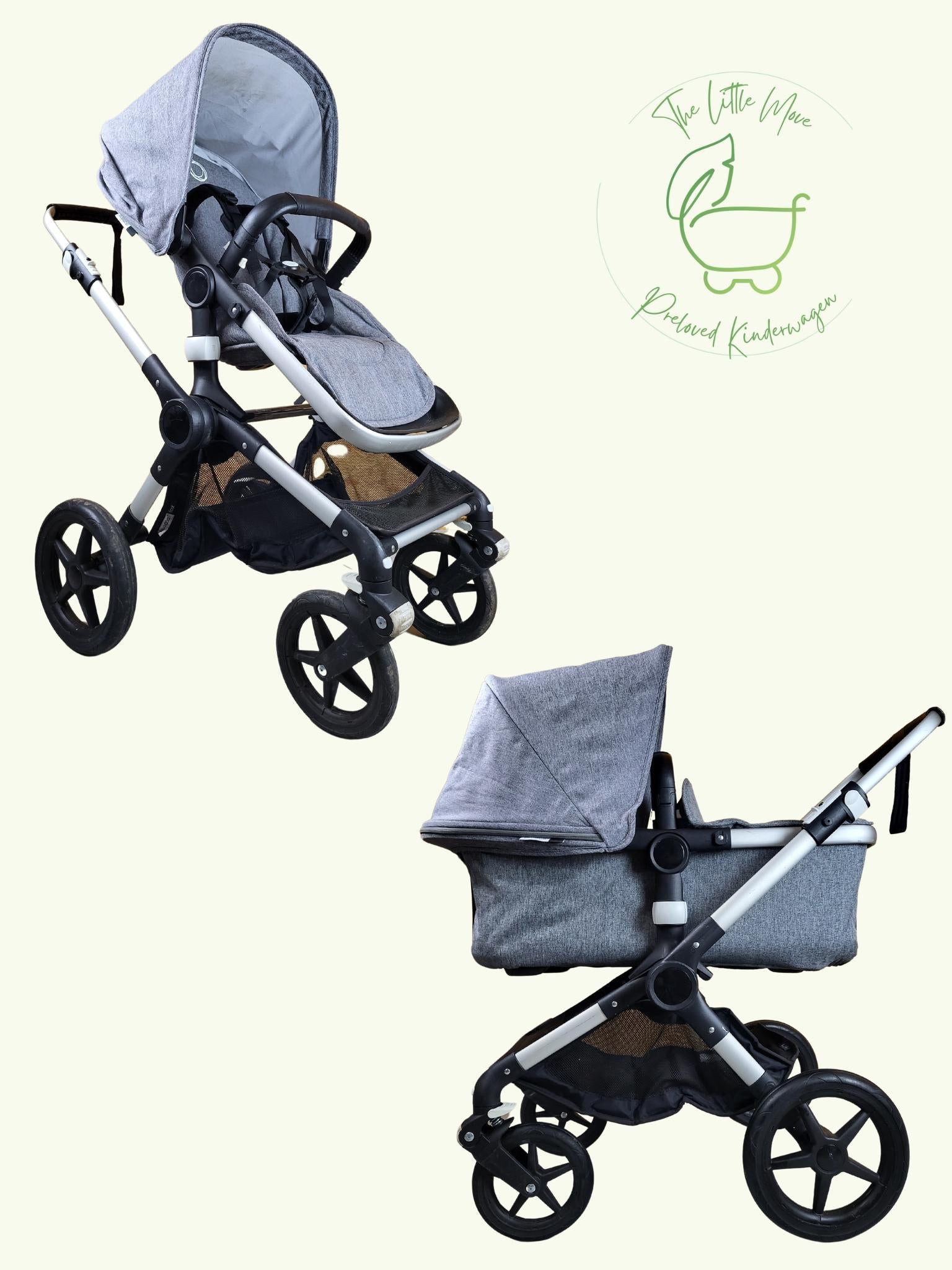Bugaboo - Fox 1 Kombikinderwagen -(sportsitz und Babywanne) - Grau in Gutem Zustand / Gut Kinderwagen
