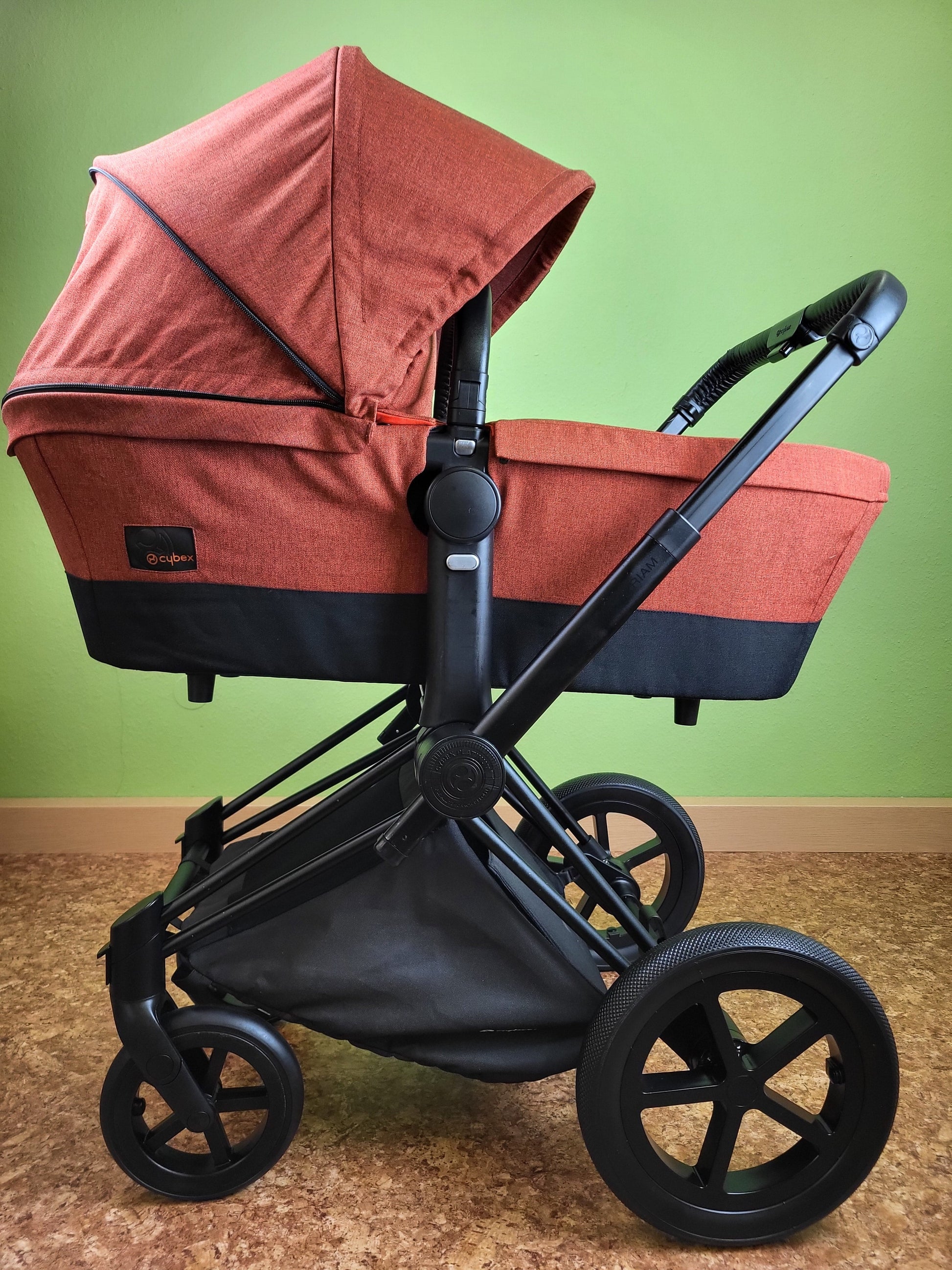 Cybex Priam - Autumn Gold / Schwarz Gestell Kombikinderwagen (liegewanne Und Sportsitz) Orange / Sehr Gut Kinderwagen 7
