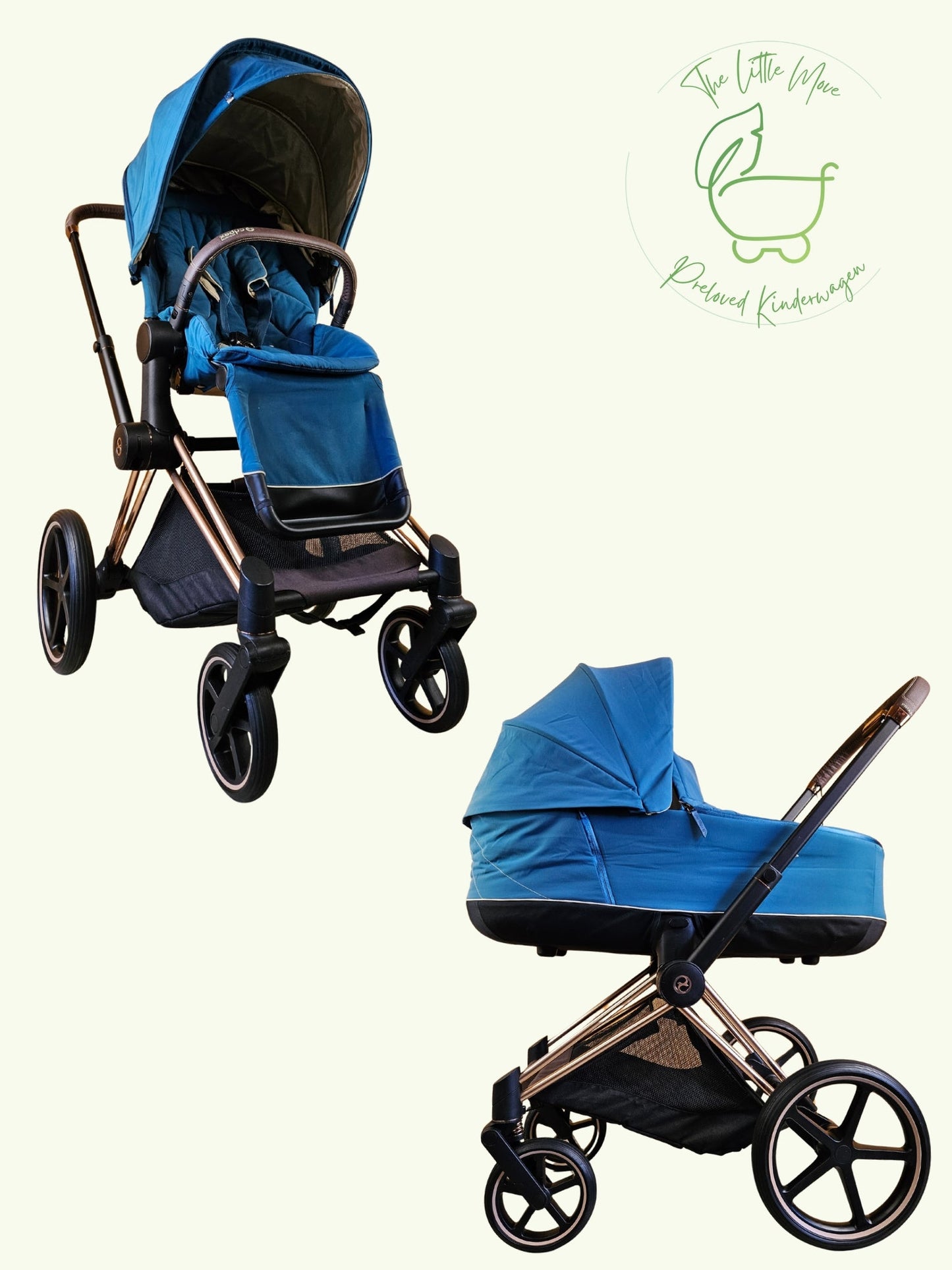 Cybex - Priam Platinum Kombikinderwagen (Gestell und Babywanne) - Montain Blue in sehr gutem Zustand