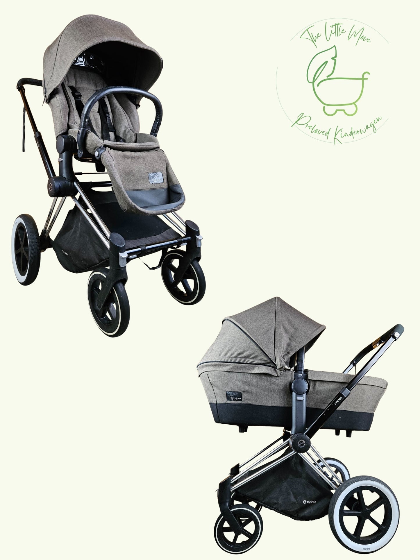 Cybex - Priam Platinum Kombikinderwagen (Sportsitz und Babywanne) - Beige in gutem Zustand
