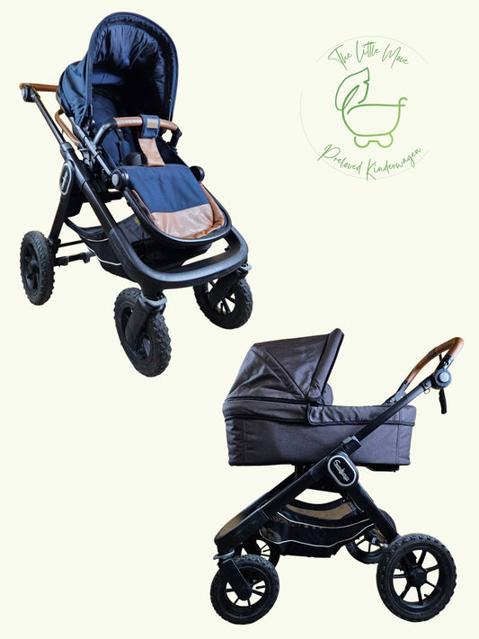 Emmaljunga - Nxt90 Flat Outdoor Kombikinderwagen (sportsitz & Babywanne) - Blau/grün in Gutem Zustand Kinderwagen 1