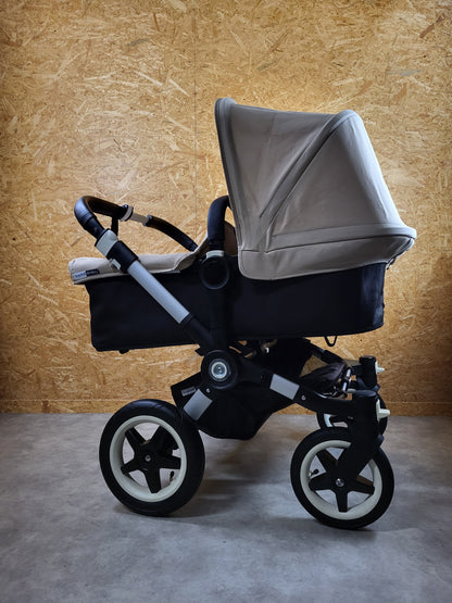 Bugaboo - Donkey Zwillingskinderwagen Geschwisterwagen (2 Sitze / 2 Babywanne) - Weiß in Gutem Zustand / Gut