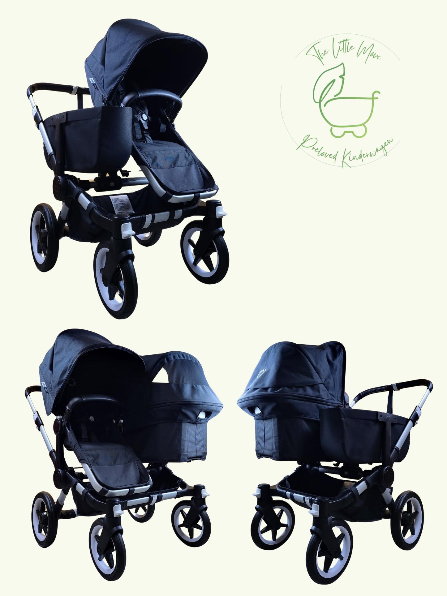 Bugaboo - Donkey 3 Duo Geschwisterwagen (1xsportsitze / 1xbabywanne) Inkl. Seitliche Gepäcktasche - Black in sehr Gutem