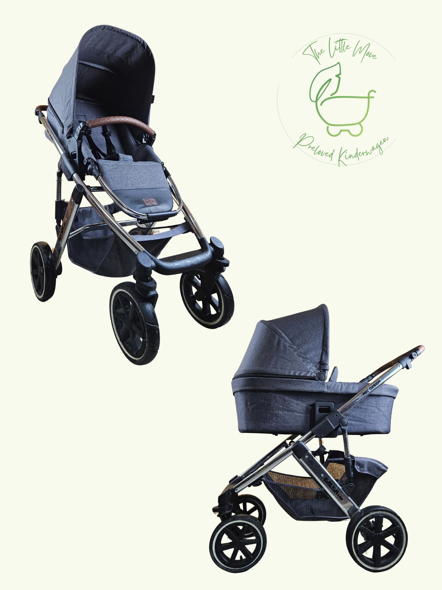 Abc Design - Salsa 4 Air Diamond Edition Kombikinderwagen (sportsitz und Babywanne) - Grau in sehr Gutem Zustand