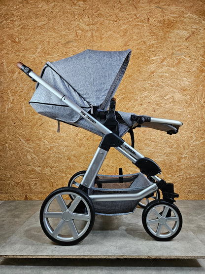 ABC Design - Condor 4 Kombikinderwagen (Sportsitz und Babywanne) inkl. Fußsack, Regenschirm u.v.m. - Grau in gutem Zustand