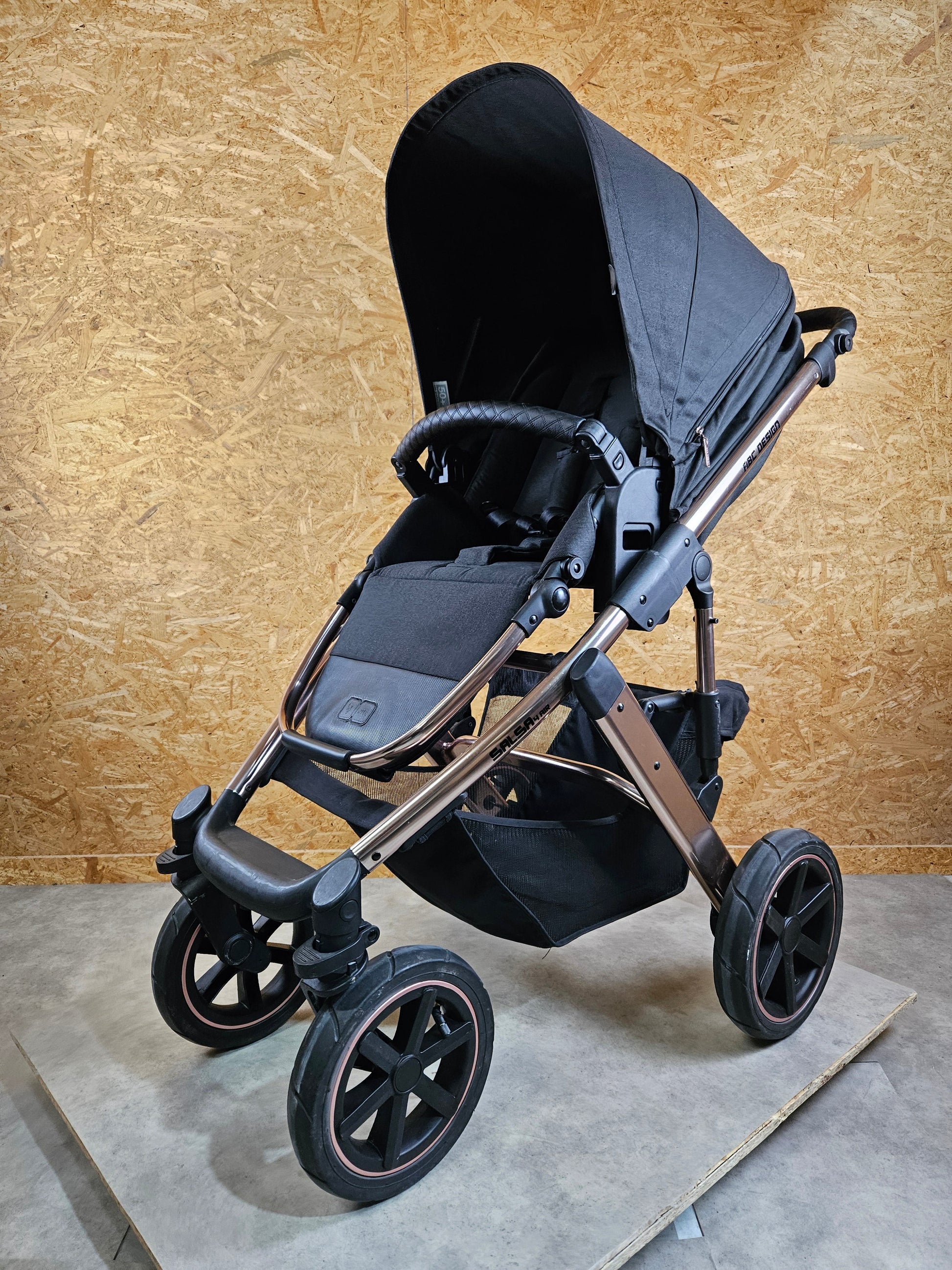 Abc Design - Salsa 4 Air Diamond Edition Kombikinderwagen - Rosé Schwarz - sehr Gutem Zustand / Gut Kinderwagen 3