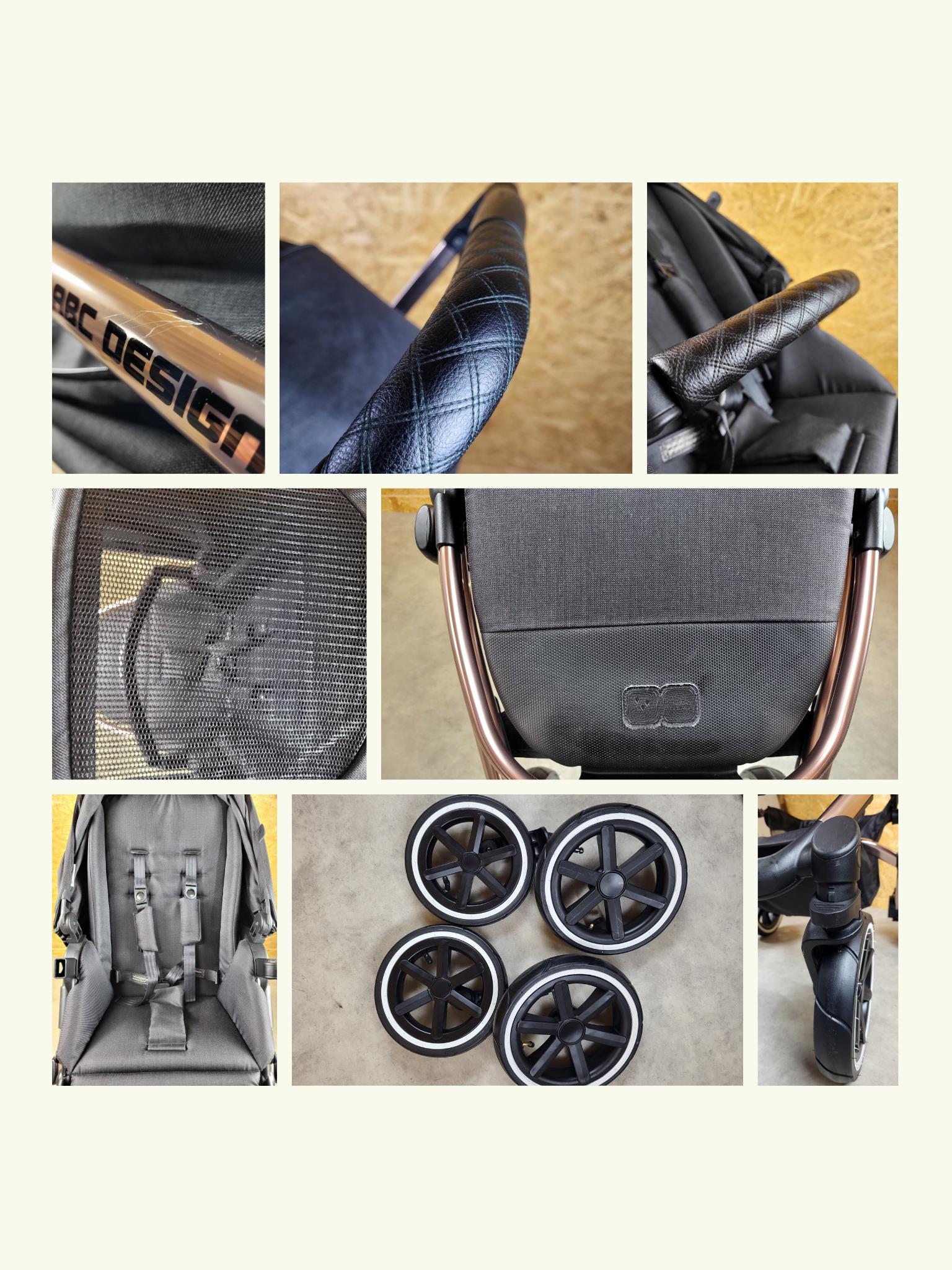 Abc Design - Salsa 4 Air Diamond Edition Kombikinderwagen - Rosé Schwarz - sehr Gutem Zustand / Gut Kinderwagen 10