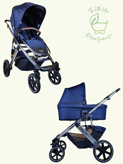 ABC-Design - Salsa 4 Kombikinderwagen (Sportsitz und Babywanne mit Fußsack und Wickeltasche) - Blau in gutem Zustand