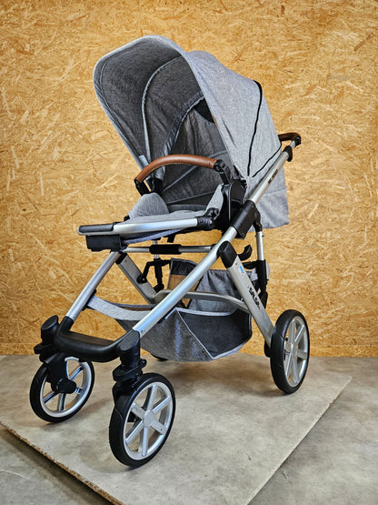 ABC Design - Salsa 4 Kombikinderwagen (Sportsitz und Liegewanne) mit Fußsack - Grau in gutem Zustand
