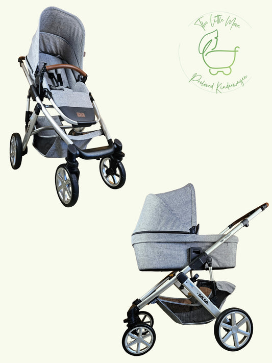 ABC Design - Salsa 4 Kombikinderwagen (Sportsitz und Liegewanne) mit Fußsack - Grau in gutem Zustand