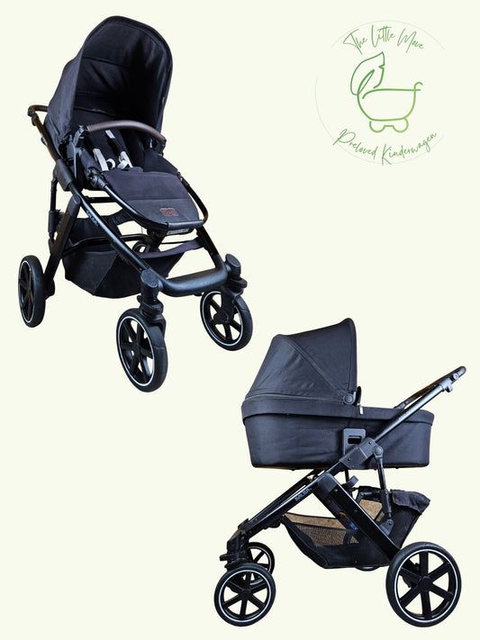 ABC Design - Salsa 4 Kombikinderwagen (Sportsiz und Babywanne) inkl. Fußsack und Zubehör - Schwarz in gutem Zustand