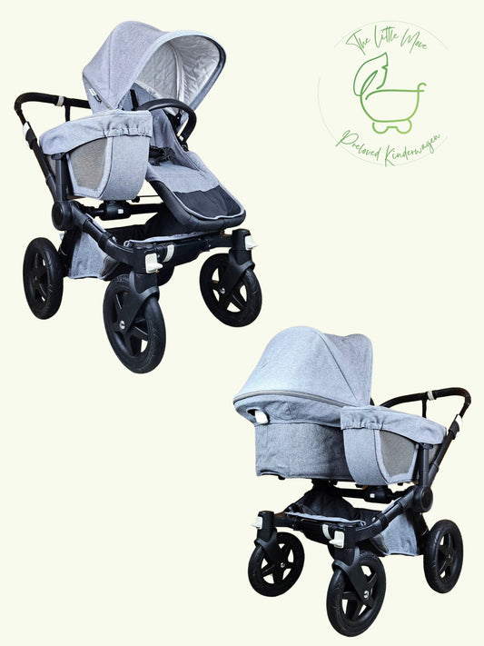 Bugaboo - Donkey 2 Mono Geschwisterwagen (sportsitz und Liegewanne) Inkl. Seitliche Gepäcktasche - Grau - in Gutem