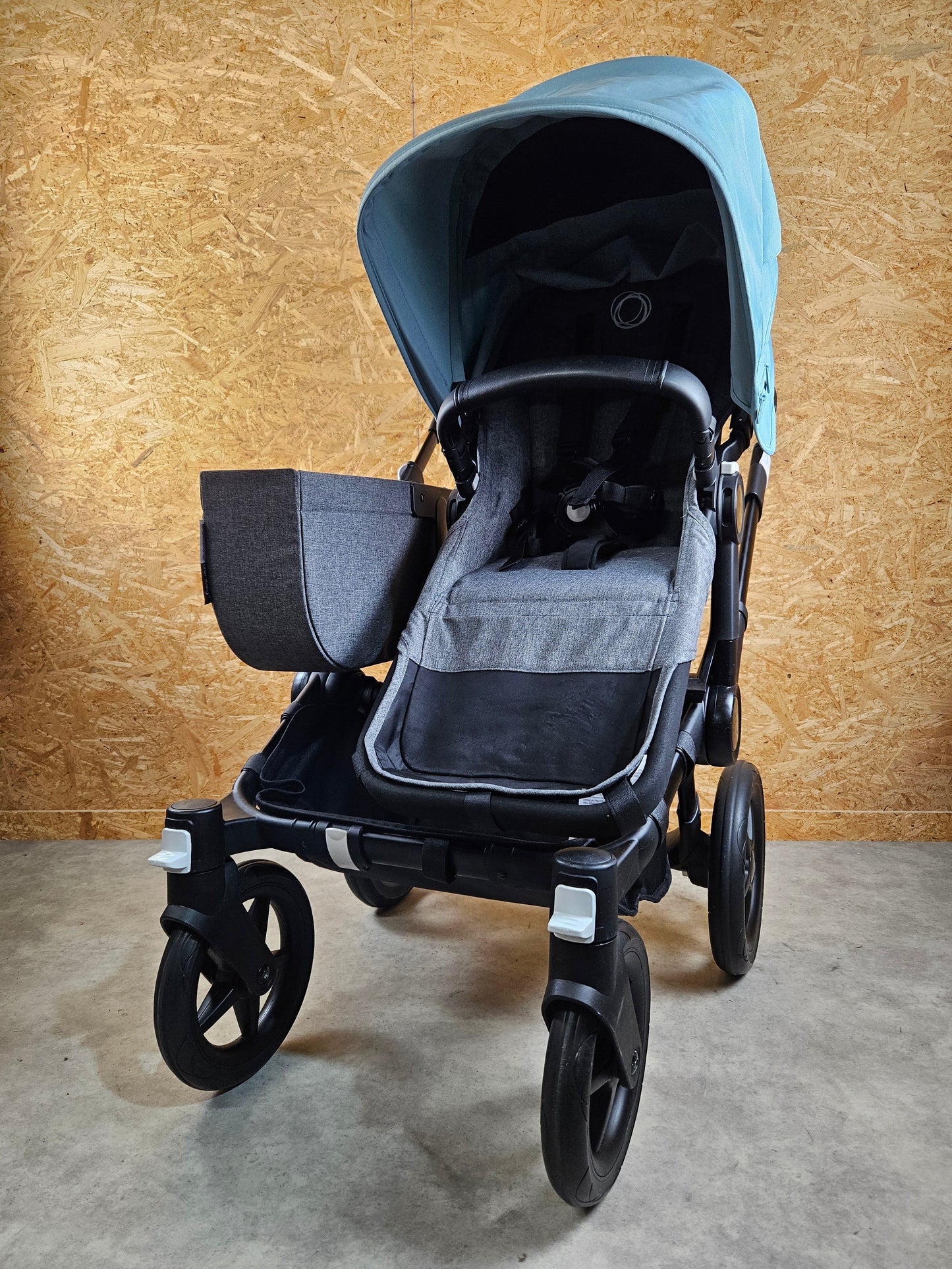 Bugaboo - Donkey 3 Duo (sportsitz und Liegewanne) Geschwisterwagen Inkl. Seitliche Gepäcktasche - Türkise Sonnendach