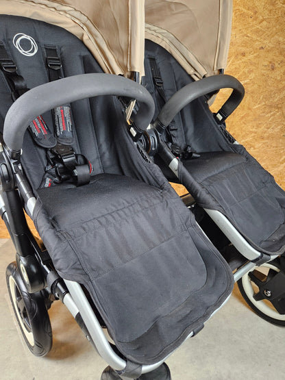 Bugaboo - Donkey Duo Kinderwagen (1 Liegewanne / 2 Sportsitze) inkl. seitliche Gepäcktasche - Ivory - in gutem Zustand