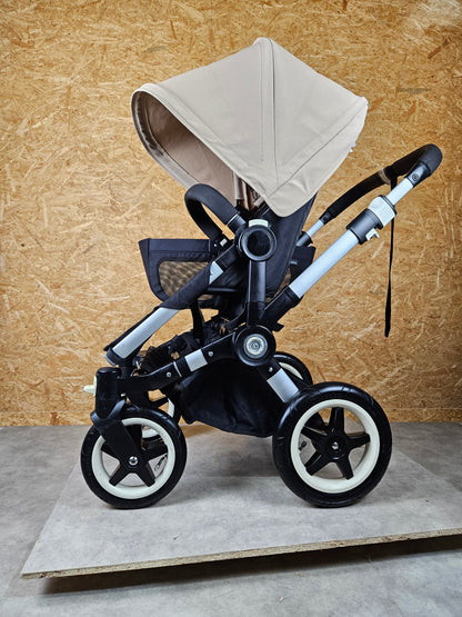 Bugaboo - Donkey Duo Kinderwagen (1 Liegewanne / 2 Sportsitze) inkl. seitliche Gepäcktasche - Ivory - in gutem Zustand