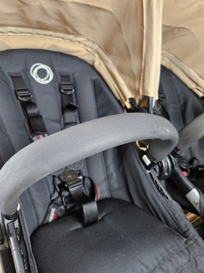 Bugaboo - Donkey Duo Kinderwagen (1 Liegewanne / 2 Sportsitze) inkl. seitliche Gepäcktasche - Ivory - in gutem Zustand