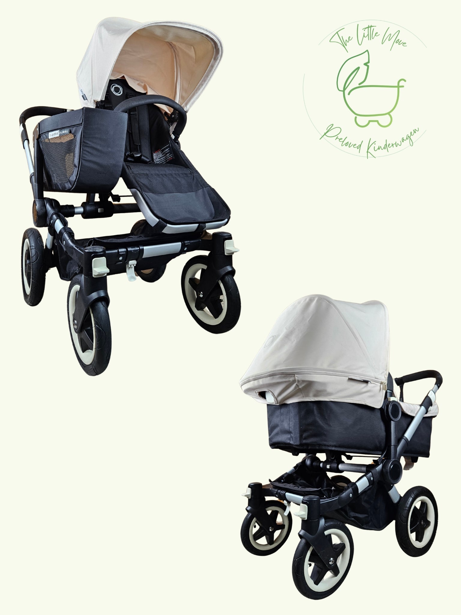Bugaboo - Donkey Mono Kinderwagen (1 Liegewanne / 1 Sportsitz) Inkl. Seitliche Gepäcktasche - Weiß - in Gutem Zustand