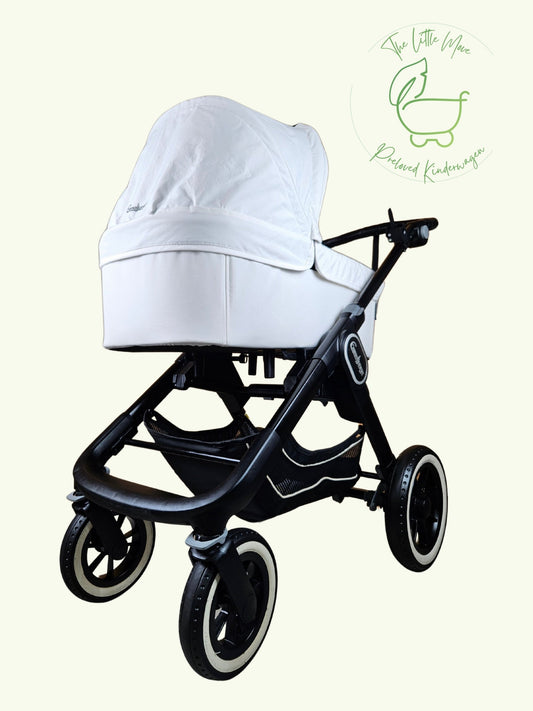 Emmaljunga - Nxt90 Flat Outdoor Kinderwagen (gestell und Babywanne) - Weiß in Gutem Zustand 1
