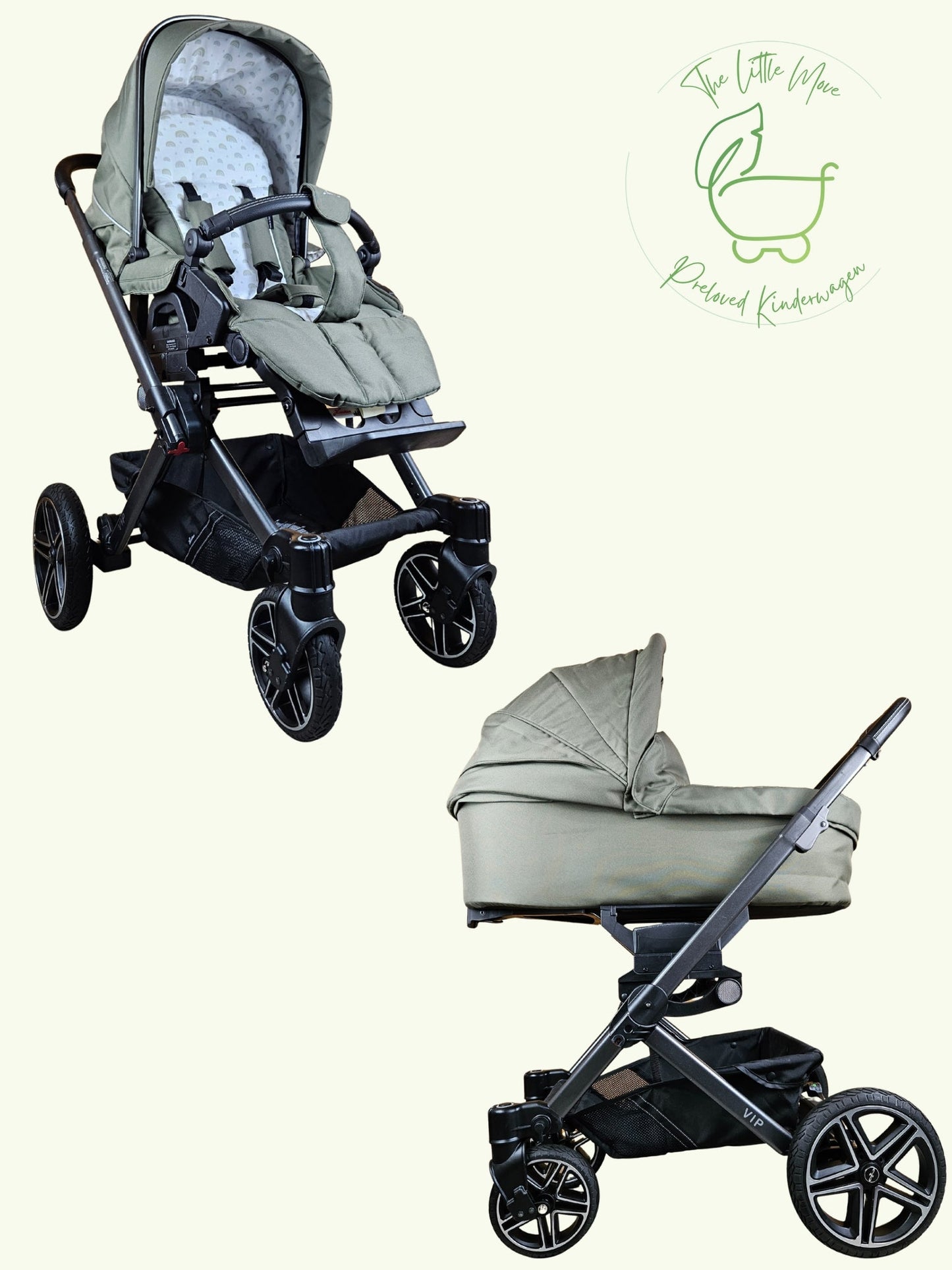 Hartan - VIP GTS Kombikinderwagen (Babywanne und Sportsitz) - Grün 757 in sehr gutem Zustand