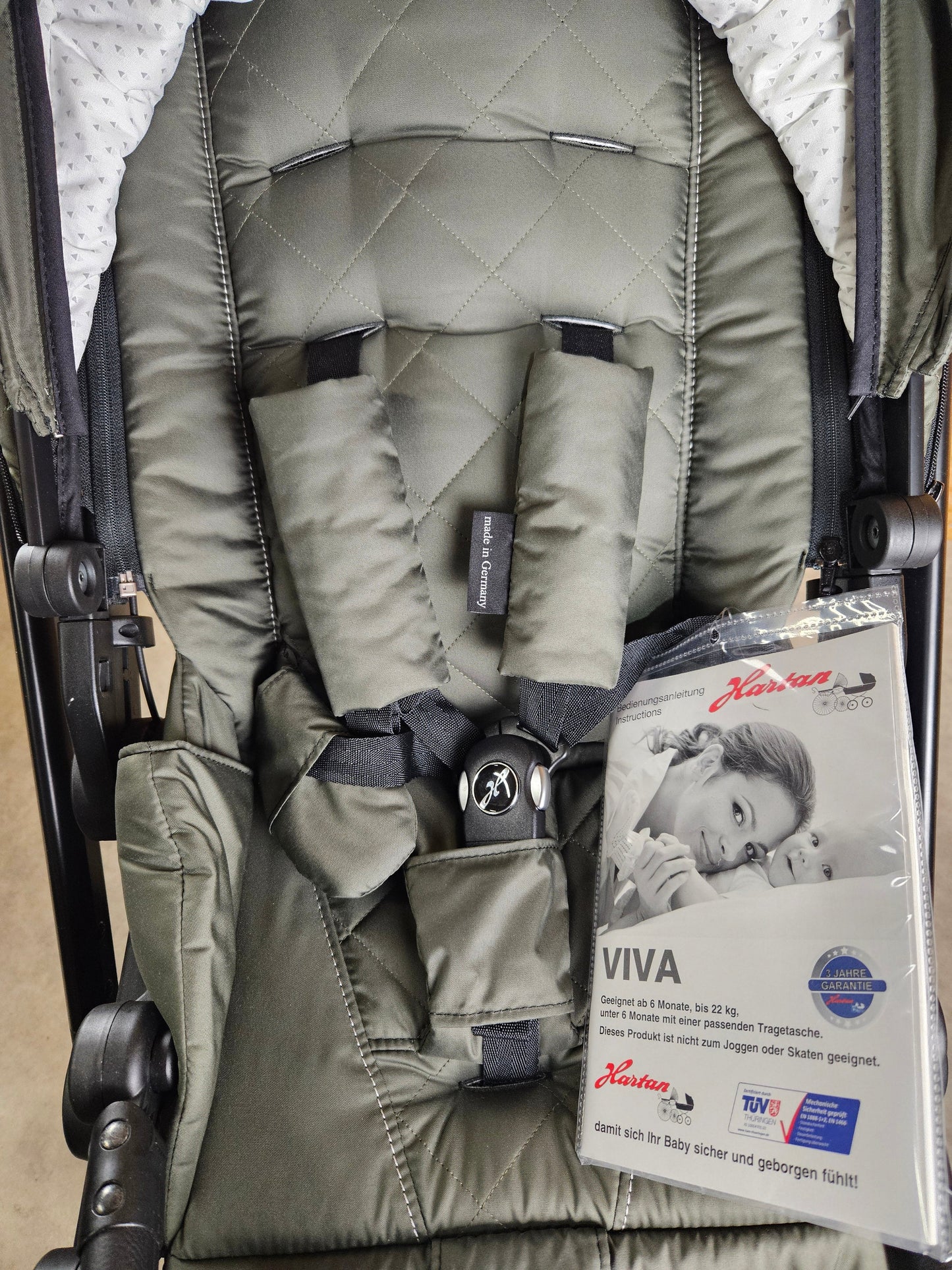 Hartan - Viva Kombikinderwagen (babywanne und Sportsitz) - Grau wie Neu - Inkl. Wickeltasche Fußsack Poussette 24