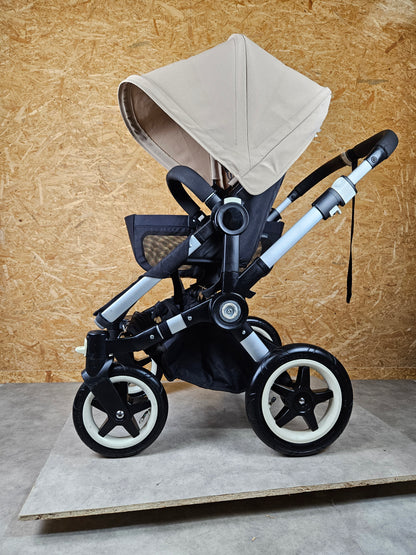 Bugaboo - Donkey Duo Kinderwagen (1 Liegewanne / 2 Sportsitze) inkl. seitliche Gepäcktasche - Ivory - in gutem Zustand