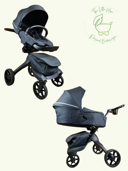 Stokke - Xplory Kombikinderwagen (Sportsitz und Babywanne) inkl. Zubehör - Schwarz in sehr gutem Zustand