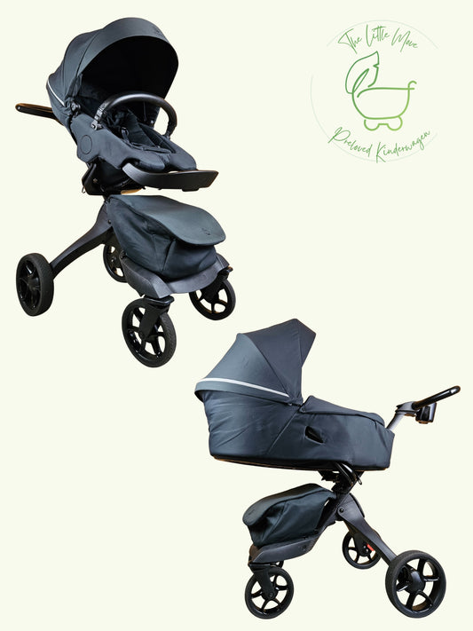 Stokke - Xplory Kombikinderwagen (Sportsitz und Babywanne) inkl. Zubehör - Schwarz in sehr gutem Zustand